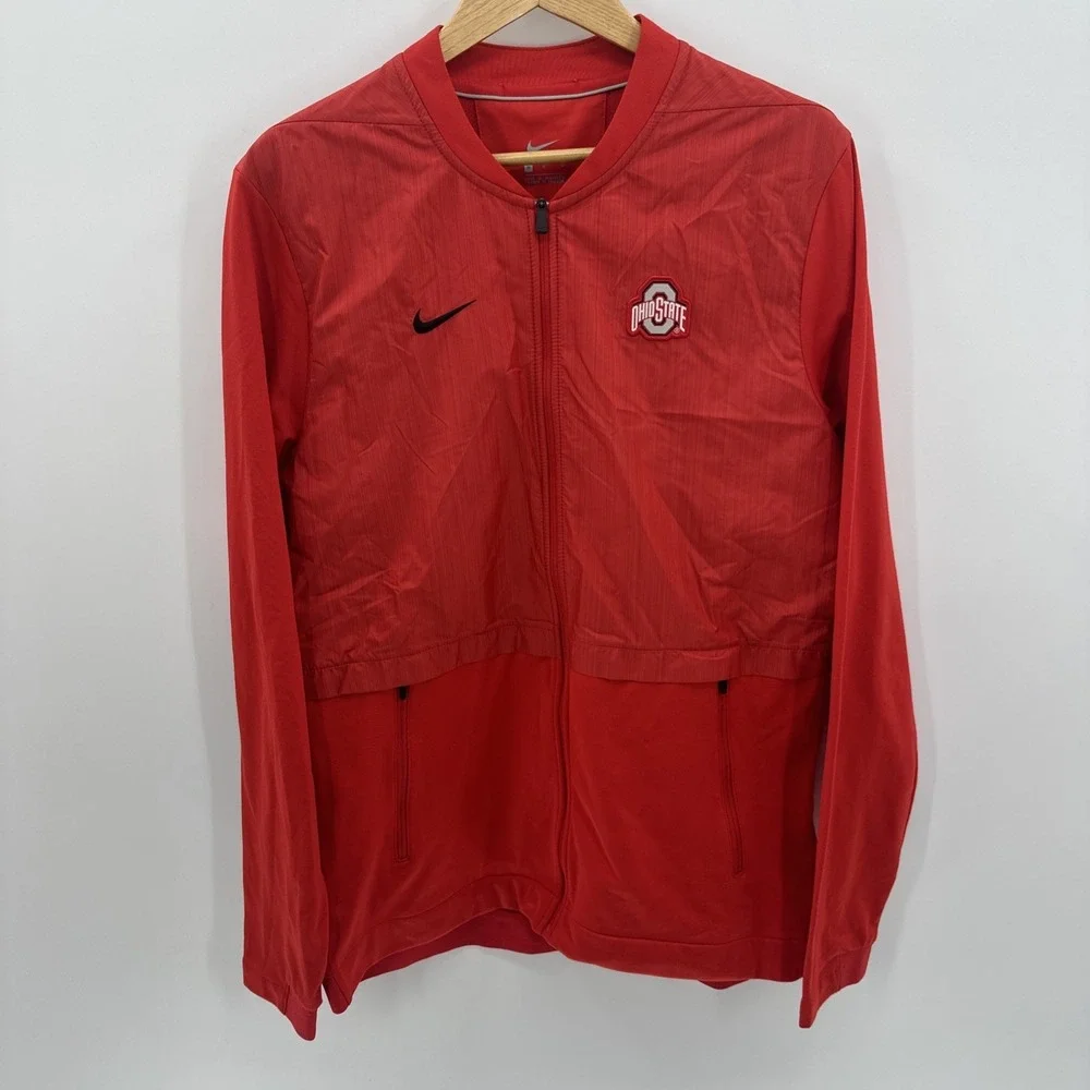 Nike Ohio State‎ Buckeyes Windbreaker Rain Jacket Mens Size Medium Red Vented M